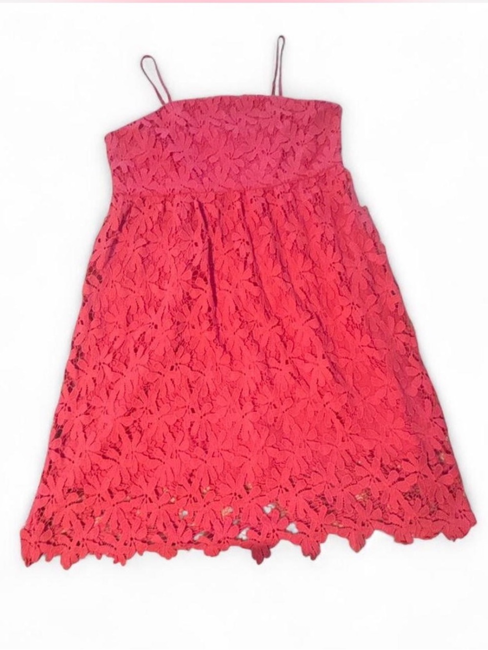 Spaghetti Strap Pink Floral Lace Midi Sundress by Chicsoul